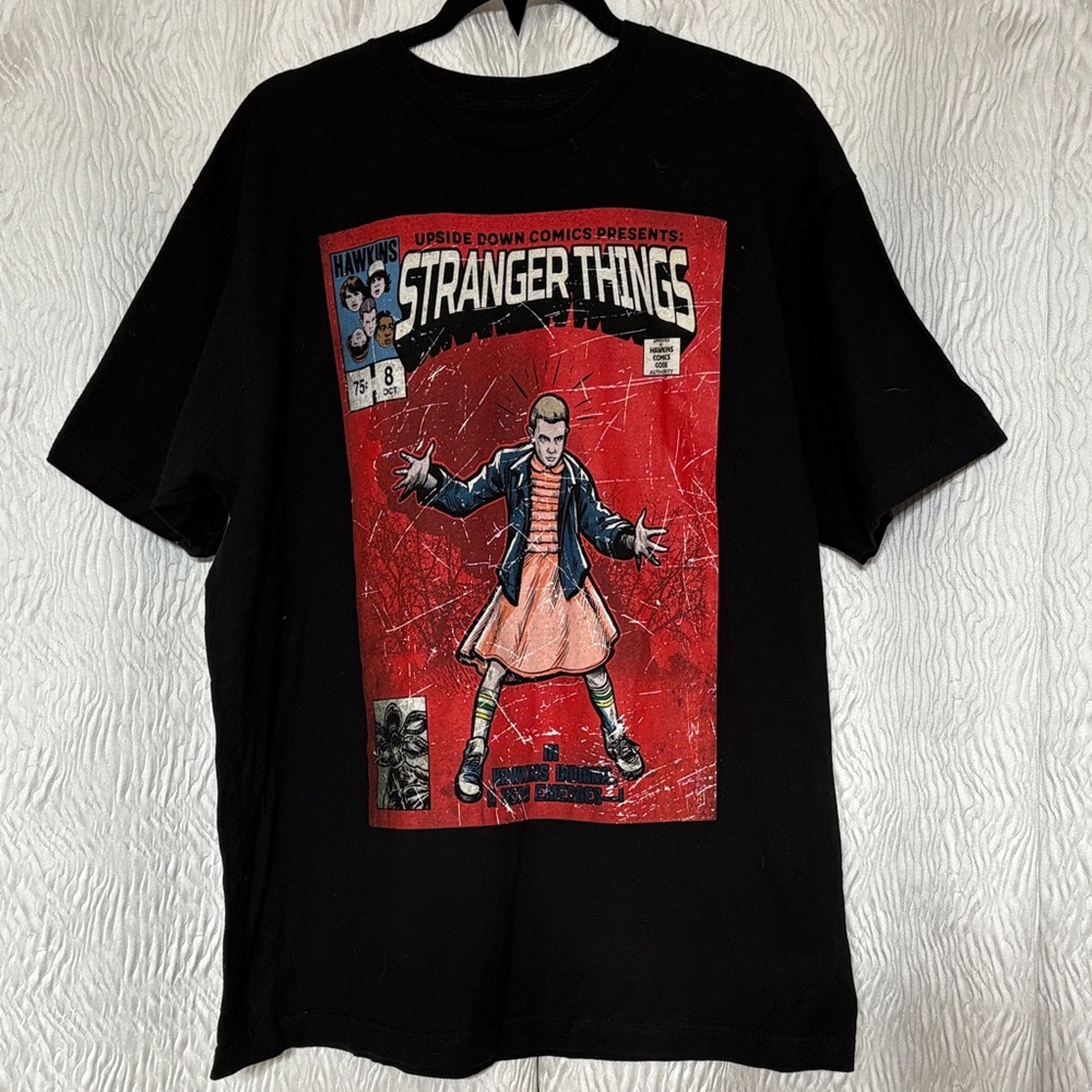 Stranger Things Eleven Graphic Shirt Black Netflix Pop Culture-Size XL